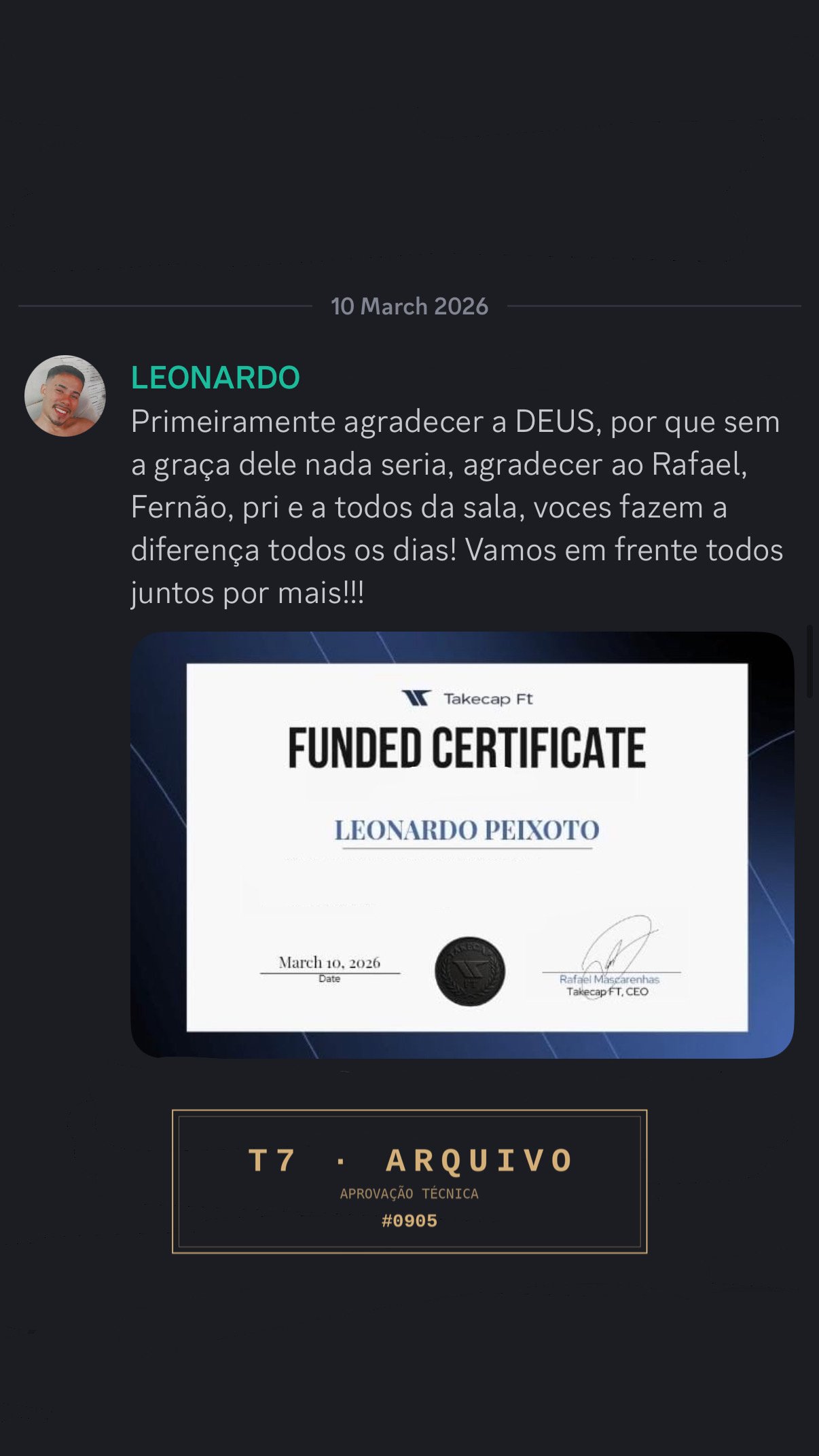 Aprovação documentada · operador da comunidade T7 · arquivo institucional