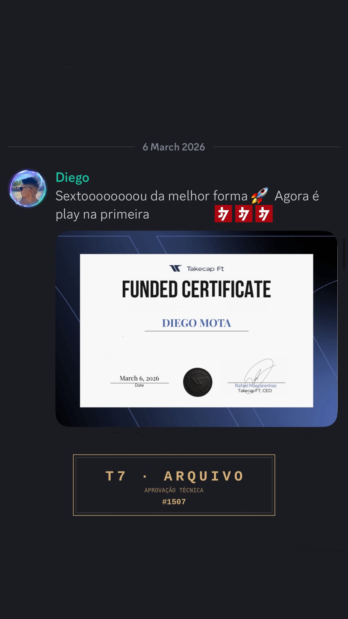 Aprovação documentada · operador da comunidade T7 · arquivo institucional